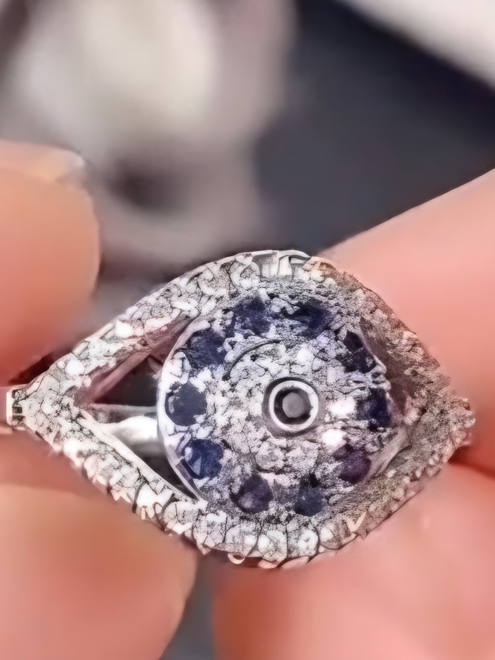 Sterling Silver S925 Women’s Ring with Blue Sparkling Stone W/ Festival Crystal